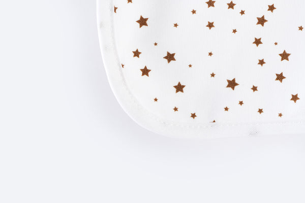 Bib with Waterproof Backing - Brown Stars