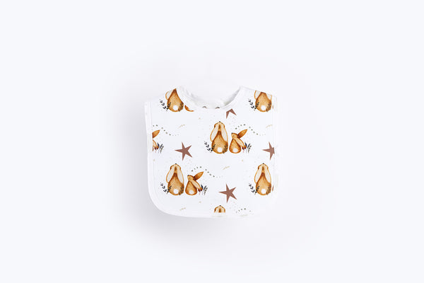 Bib with Waterproof Backing - Bunnies and Stars