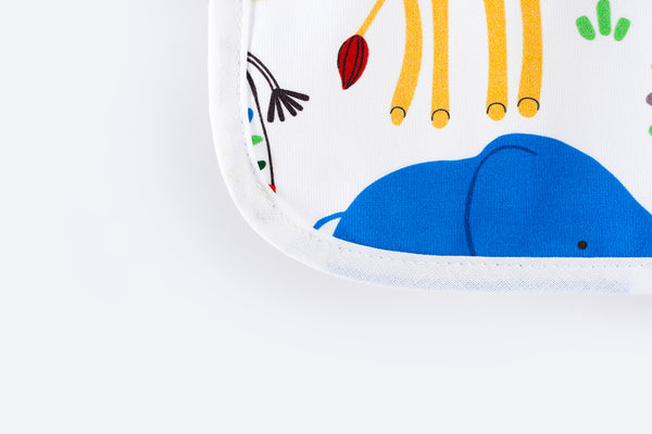 Bib with Waterproof Backing - Animals and Rainbow