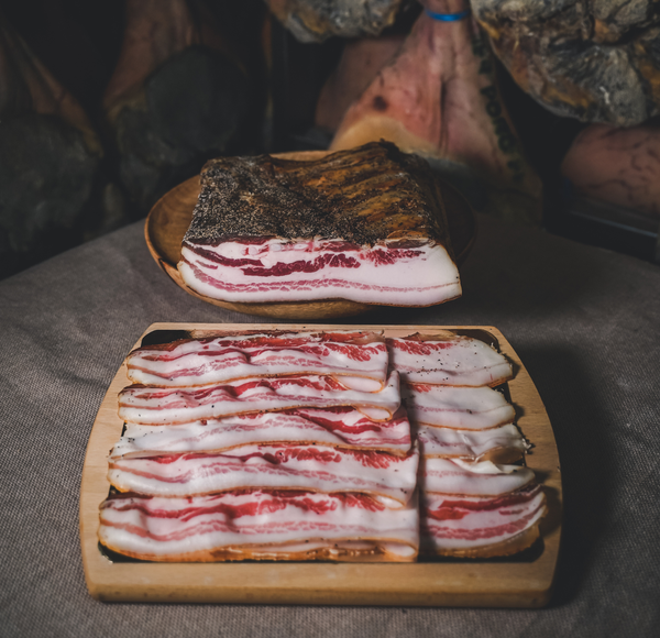 Dry-cured bacon with long aging