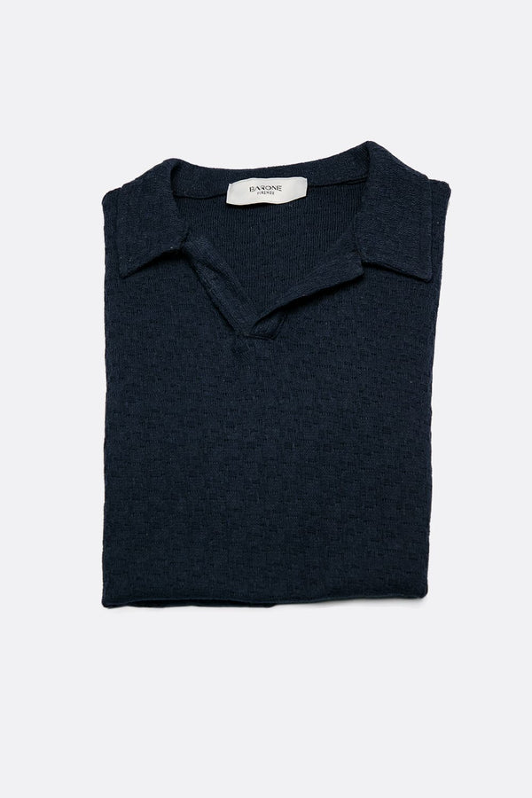 Polo de punto azul para hombres