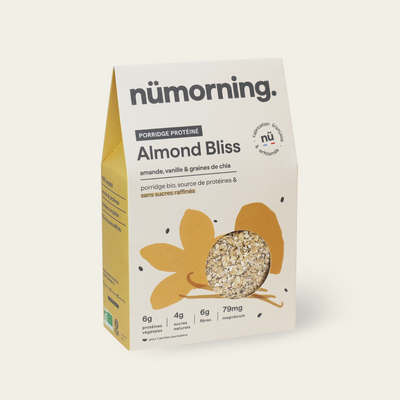 Paquet de porridge bio Almond Bliss, à la vanille et aux amandes, de la marque nümorning