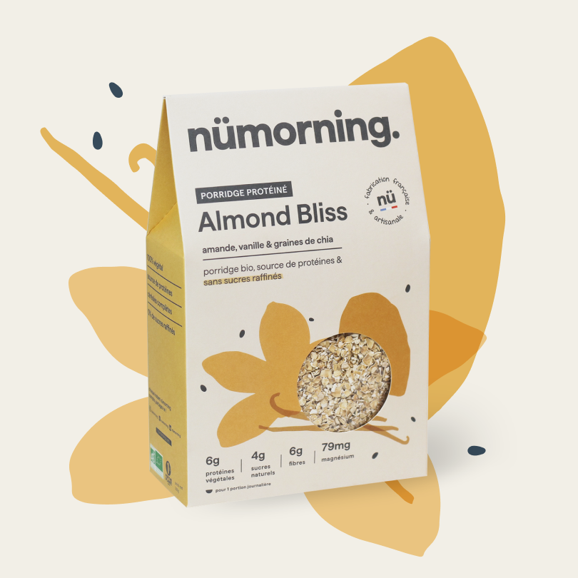 Paquet de 300g de porridge bio Almond Bliss nümorning, à la vanille et aux amandes
