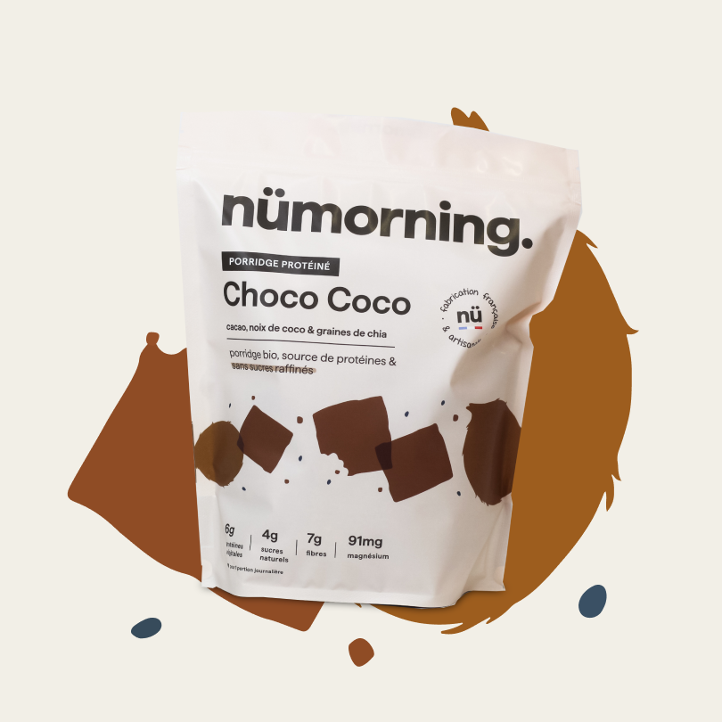 Paquet de 1kg de porridge bio Choco Coco nümorning, au chocolat et la noix de coco