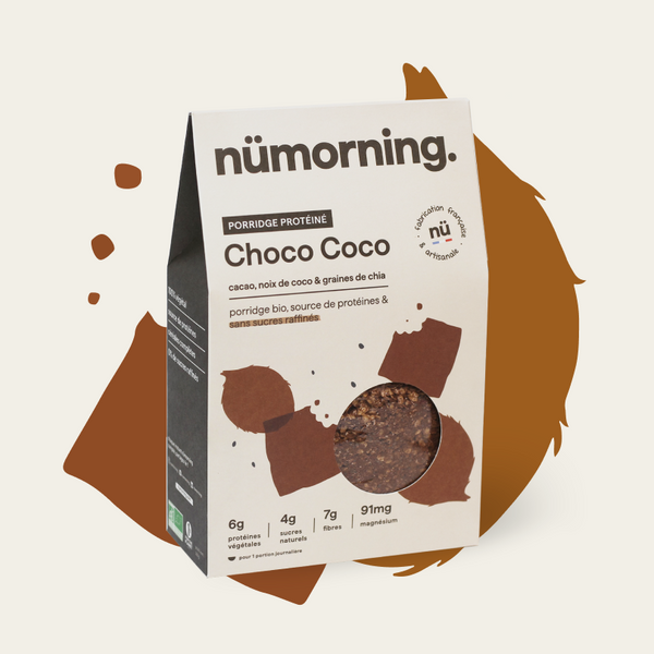 Paquet de 300g de porridge bio Choco Coco nümorning, au chocolat et la noix de coco