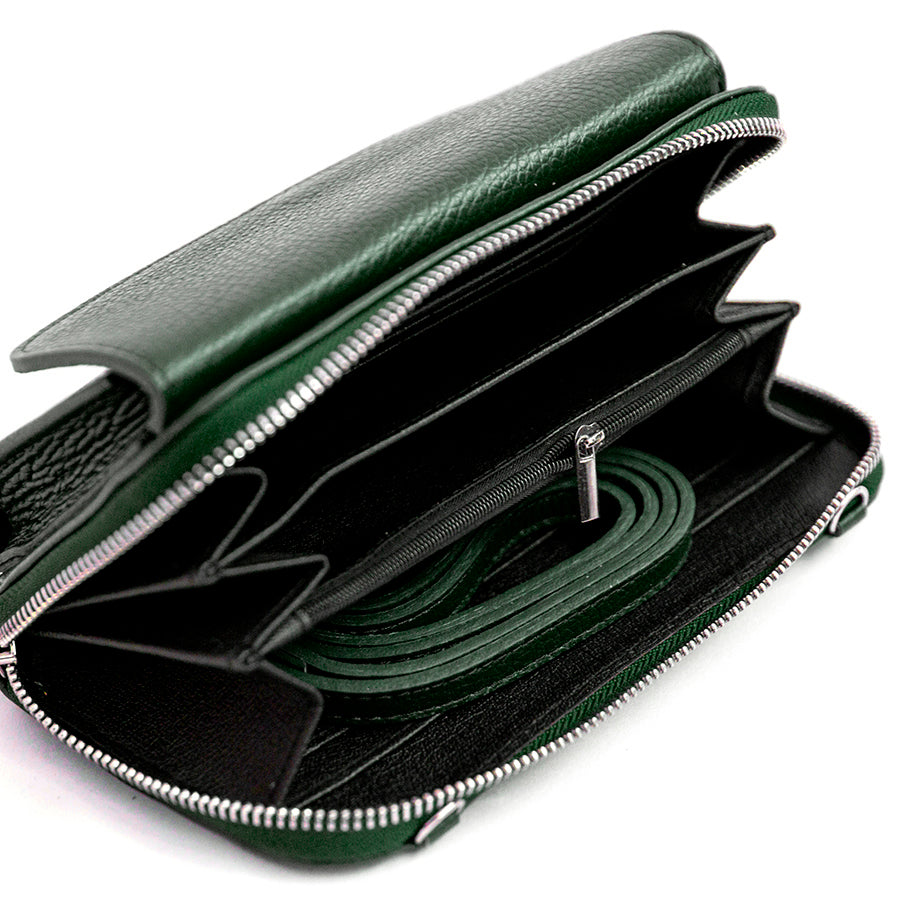 PHONE HOLDER - green dollar leather
