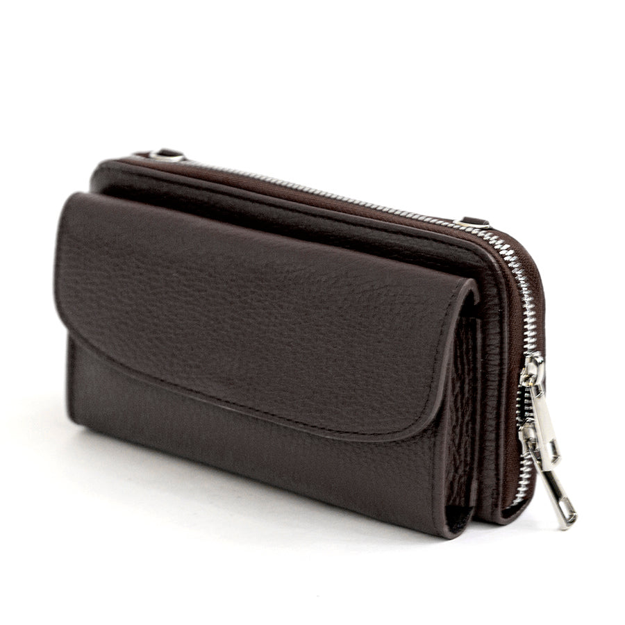 PHONE HOLDER - dollar leather dark brown