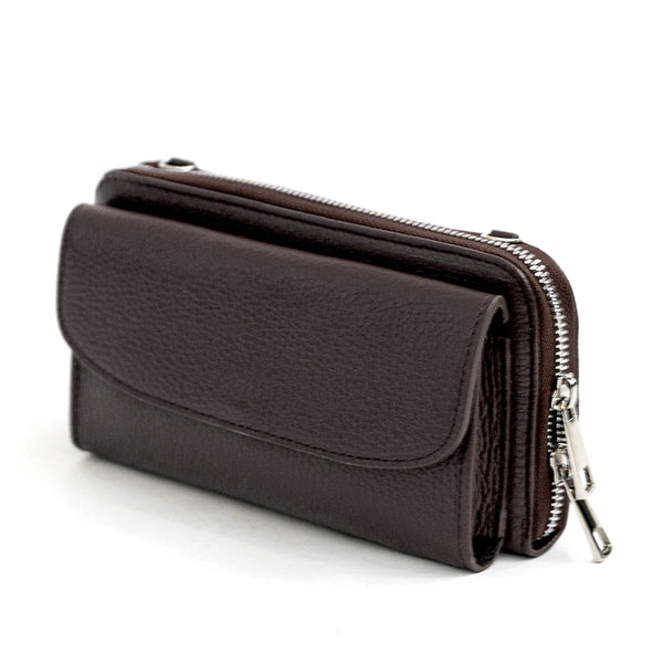 PHONE HOLDER - dollar leather dark brown