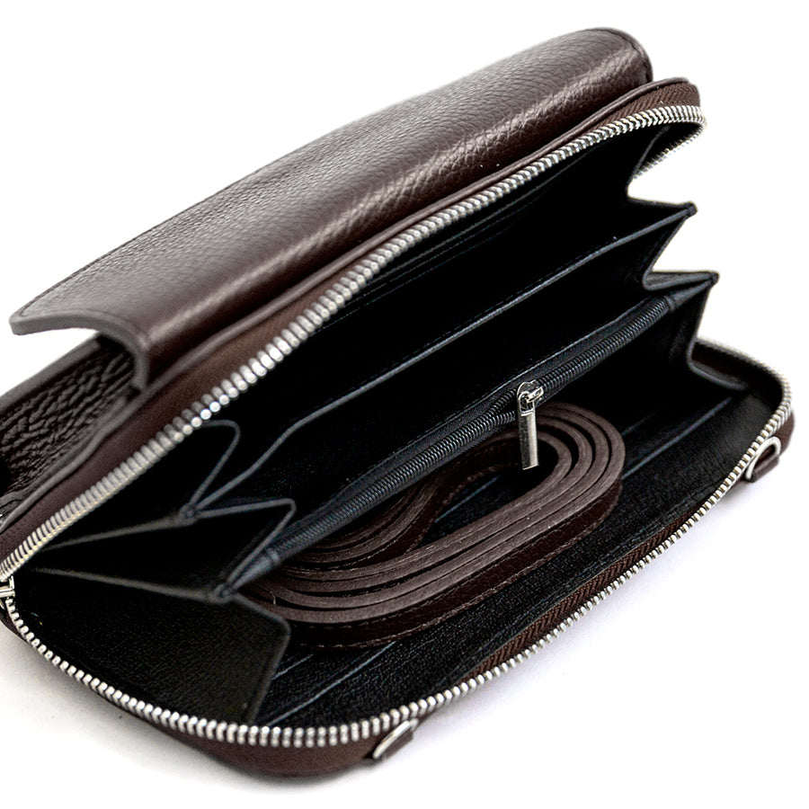 PHONE HOLDER - dollar leather dark brown