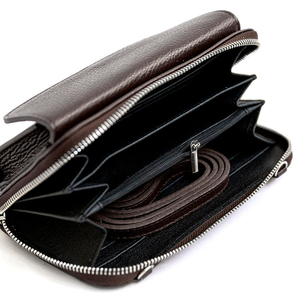 PHONE HOLDER - dollar leather dark brown