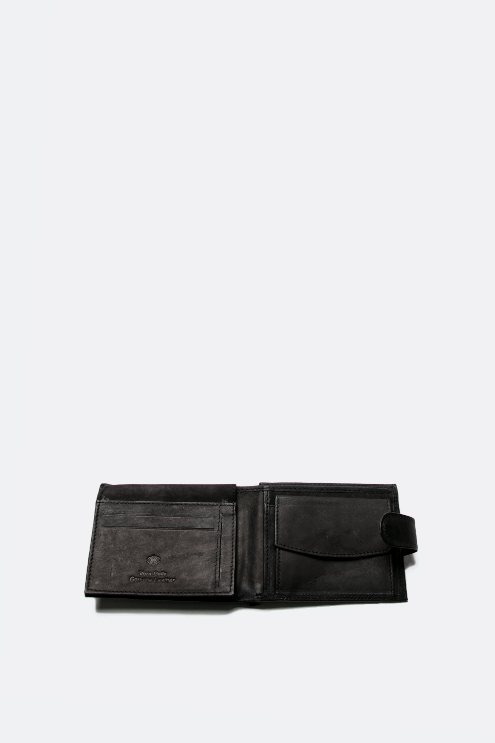 Portefeuille lisse avec bouton noir