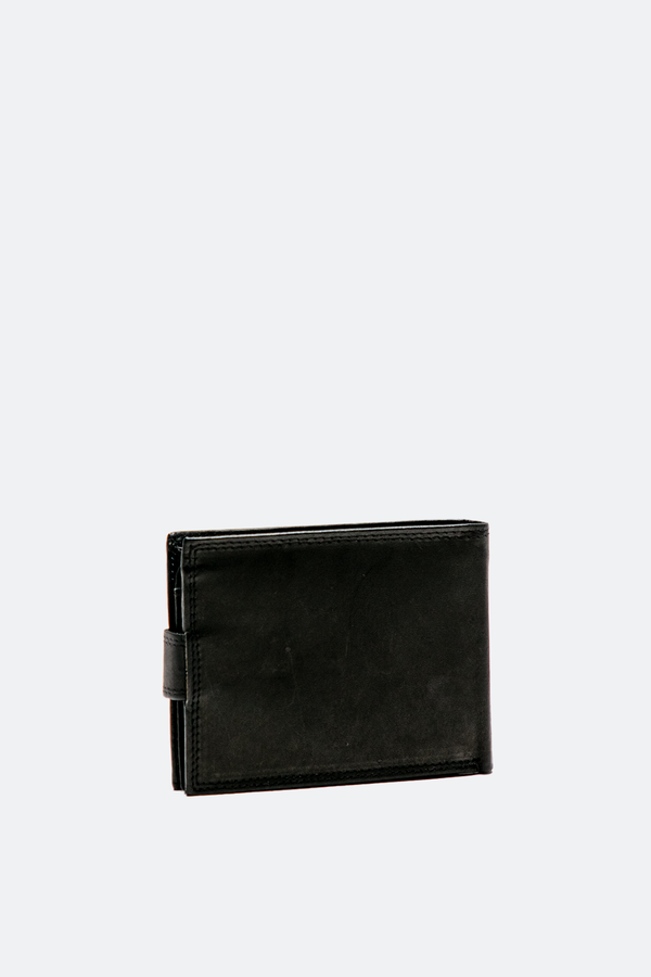 Portefeuille lisse avec bouton noir
