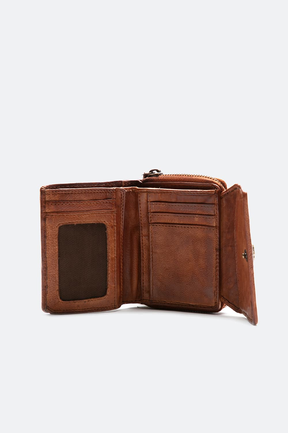 Tkaná peněženka s knoflíkem a hladkou kůží