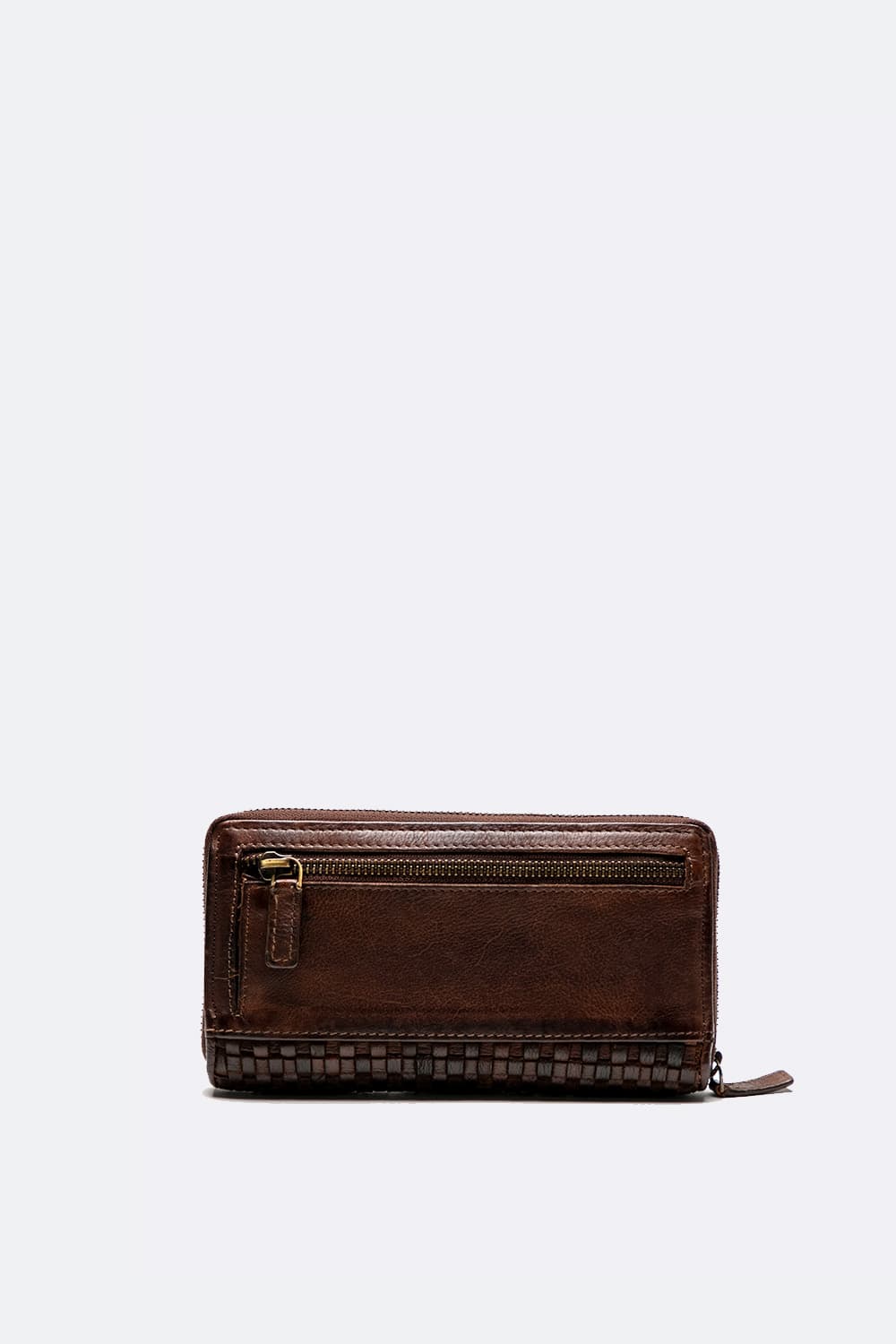 Large Woven Wallet Dark Brown