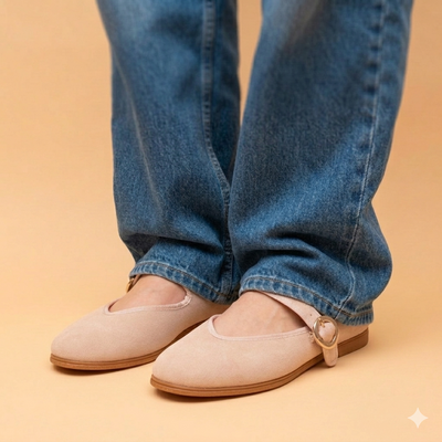 Mary-Jane Friulana V-neck Sand Leather
