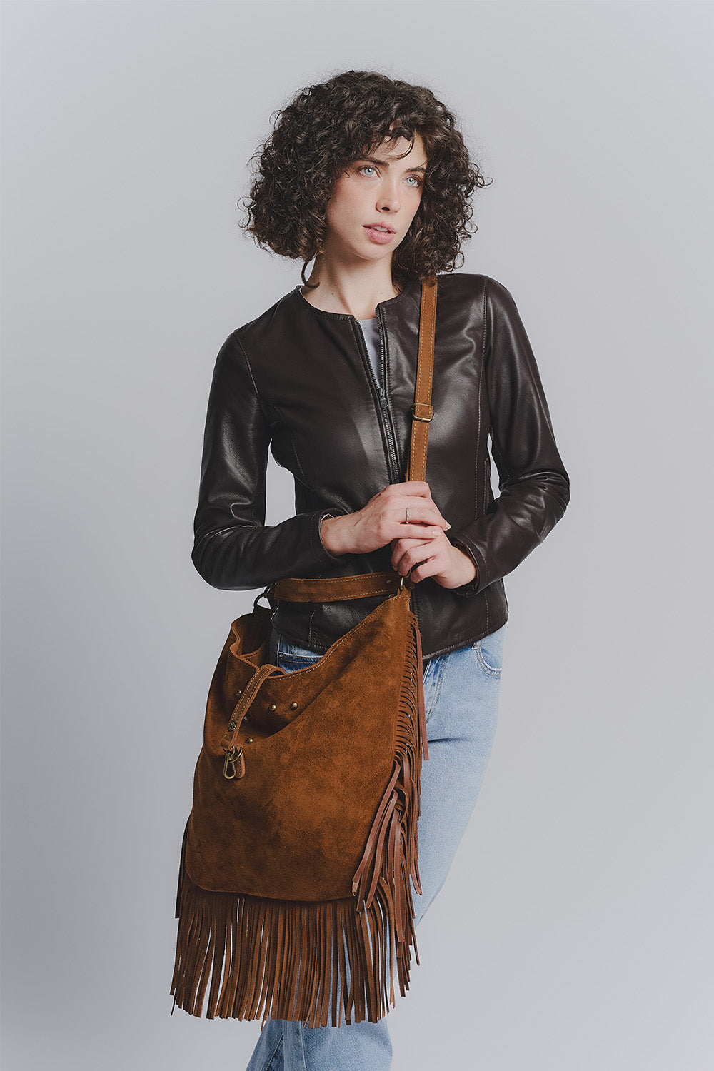 Prato camoscio borsa 100% vera pelle Made in Italy - Barone Firenze