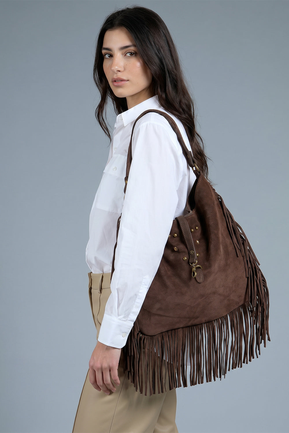 Prato camoscio borsa 100% vera pelle Made in Italy - Barone Firenze