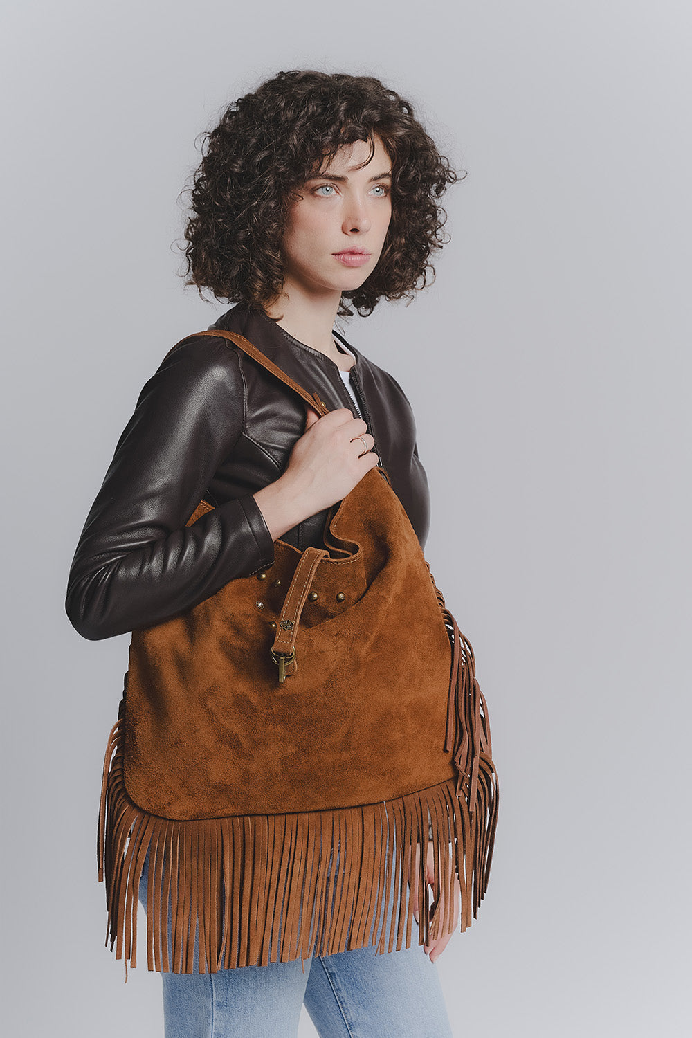 Prato camoscio borsa 100% vera pelle Made in Italy - Barone Firenze