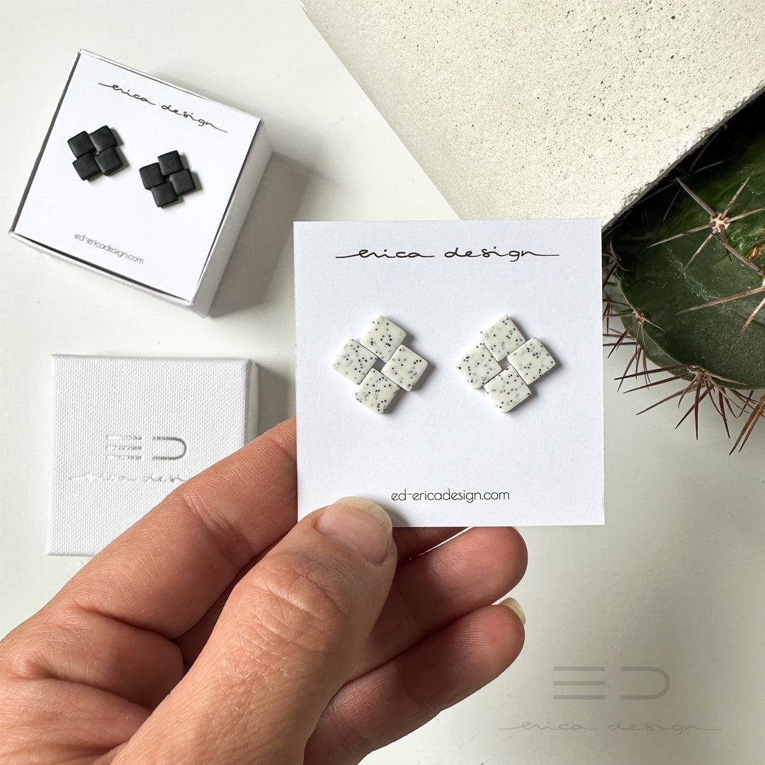 Boucles d'oreilles Quattro | noir/blanc