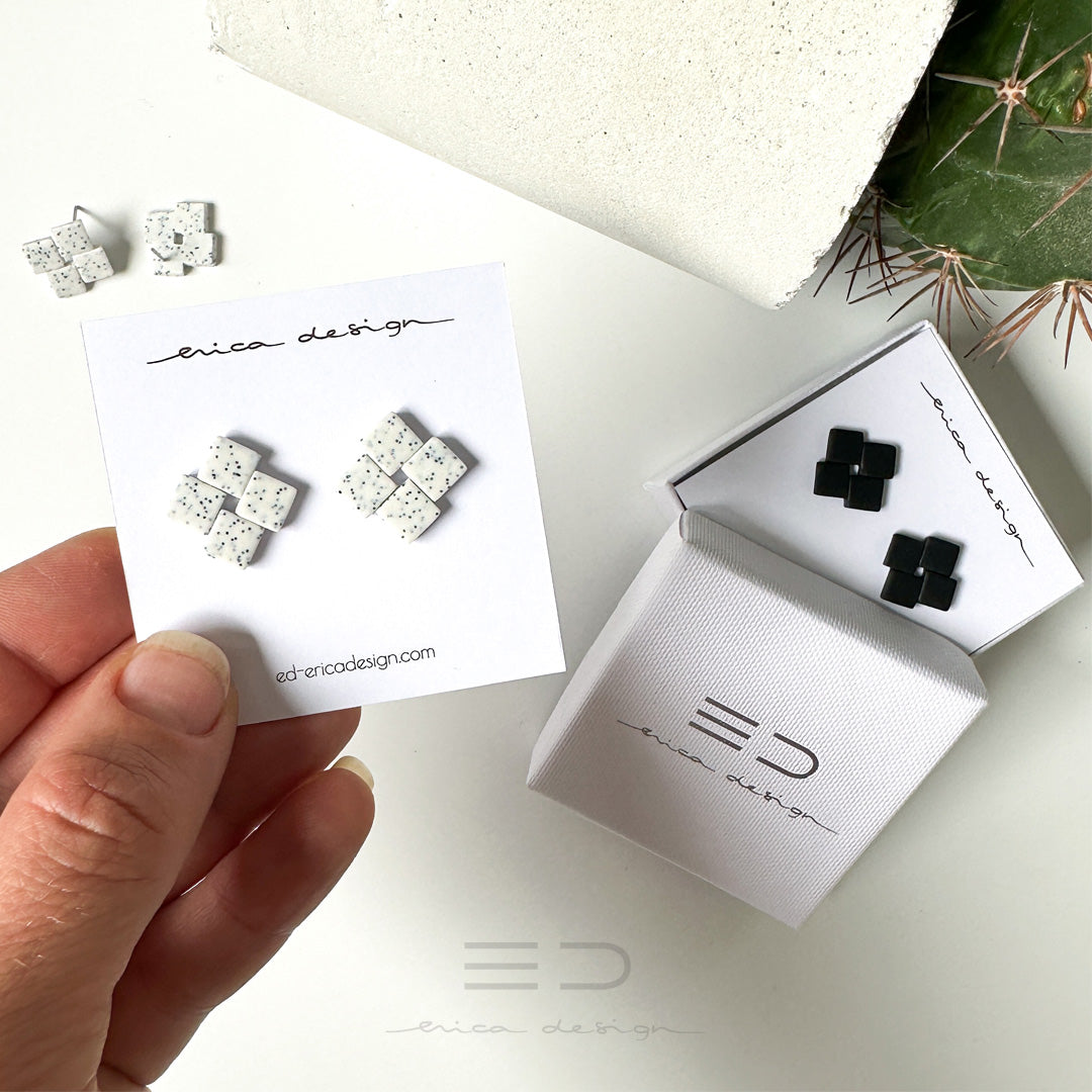 Boucles d'oreilles Quattro | noir/blanc
