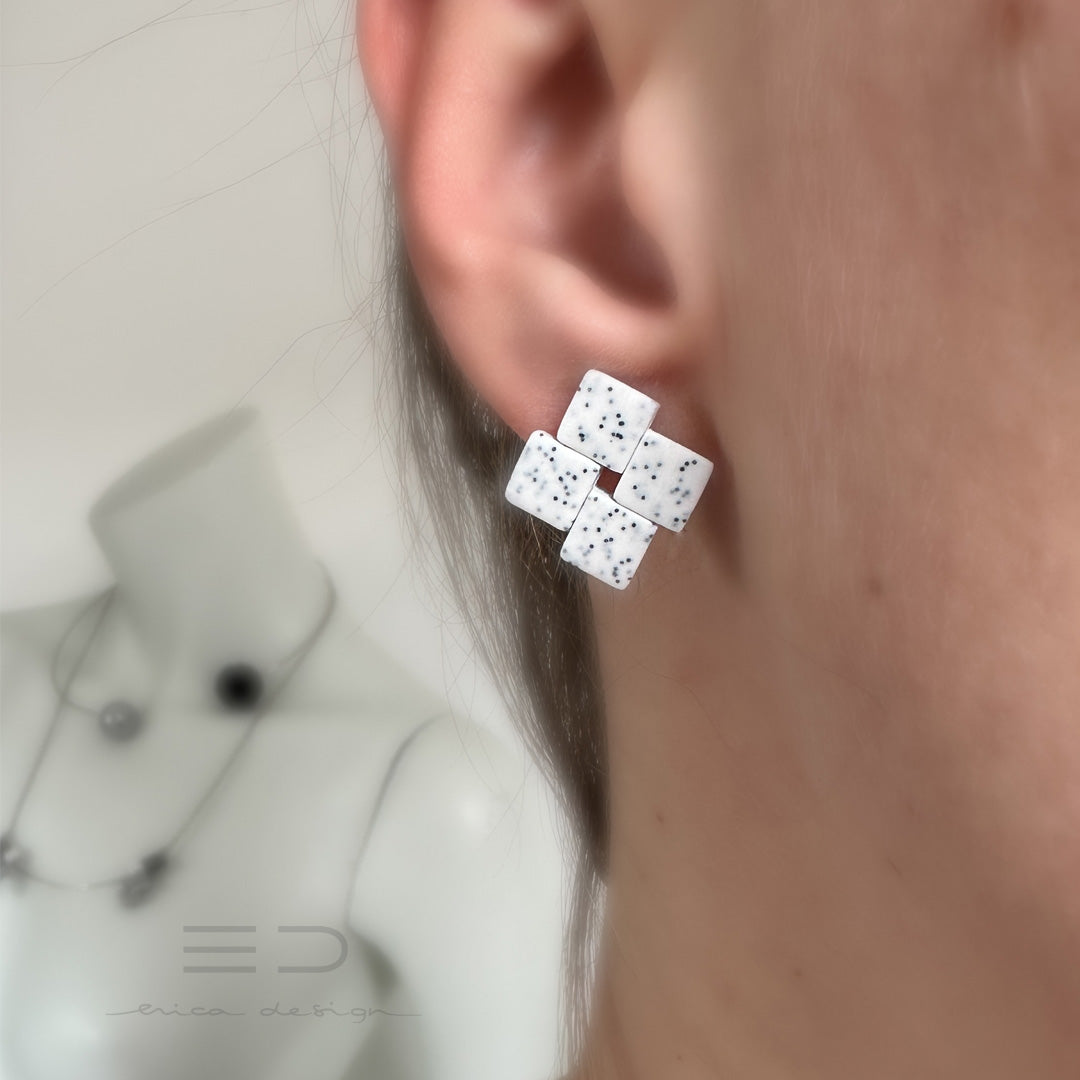 Boucles d'oreilles Quattro | noir/blanc