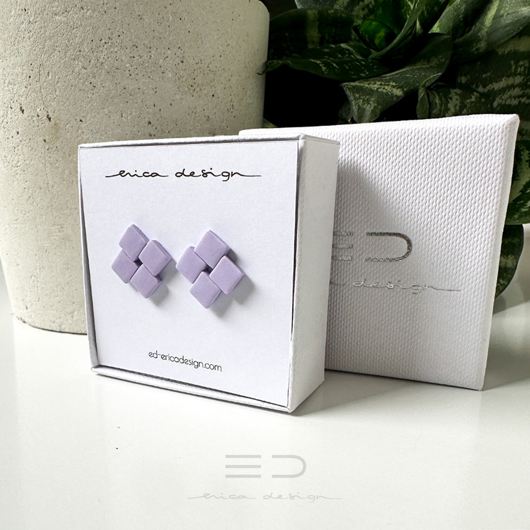 Quattro oorbellen | lila/koraal