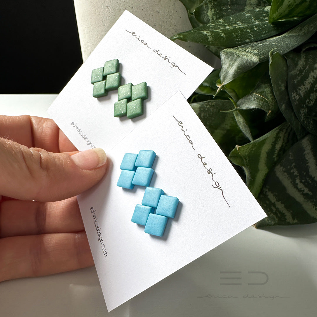 Boucles d'oreilles Quattro | bleu/vert