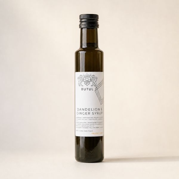 Sirup iz cvetov regrata z ingverjem Butul 250 ml – studijska fotografija