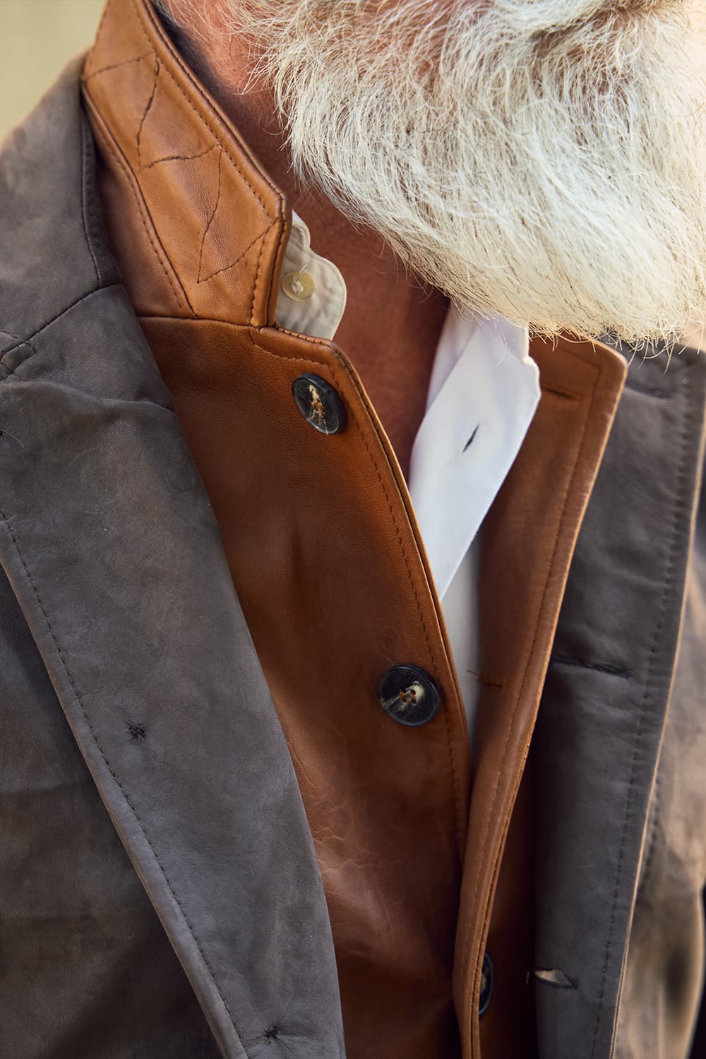 Renga Nabuk Bicolore giacca uomo 100% vera pelle Made in Italy - Barone Firenze