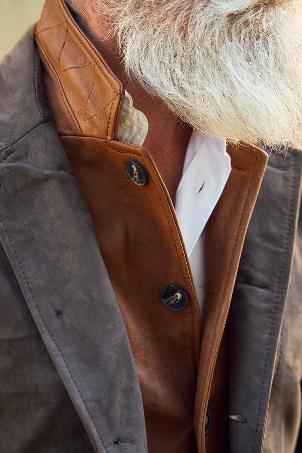 Renga Nabuk Bicolore giacca uomo 100% vera pelle Made in Italy - Barone Firenze