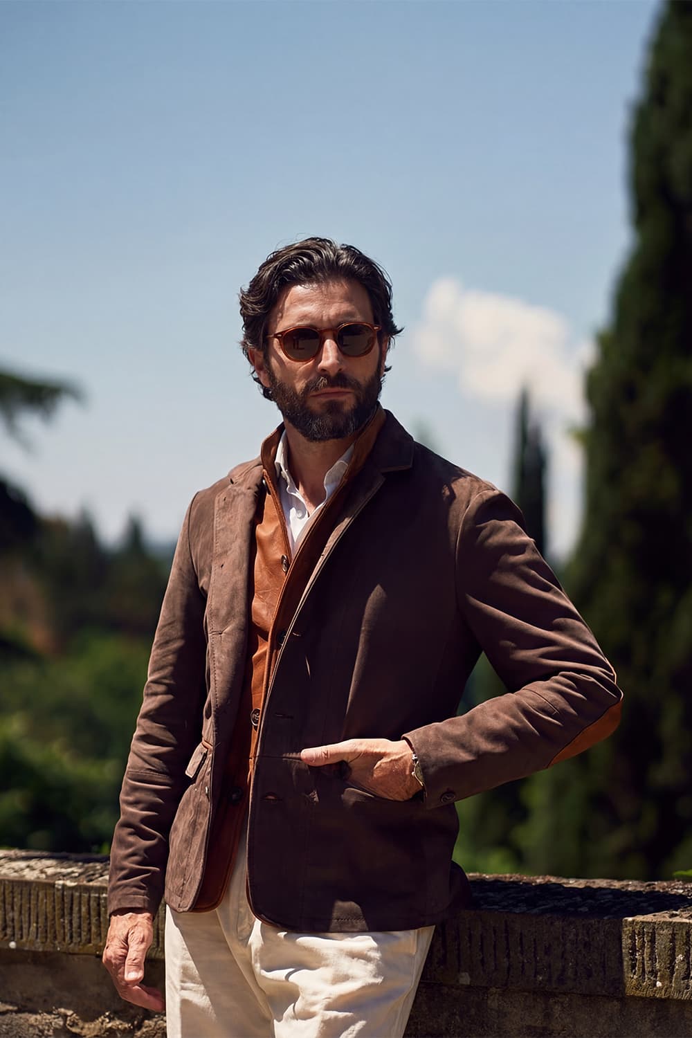 Renga Nabuk Bicolore giacca uomo 100% vera pelle Made in Italy - Barone Firenze