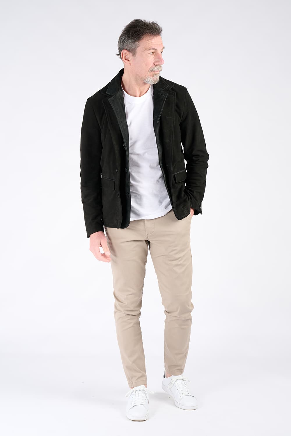 Giacca Renga nera 100% vera pelle Made in Italy - Barone Firenze