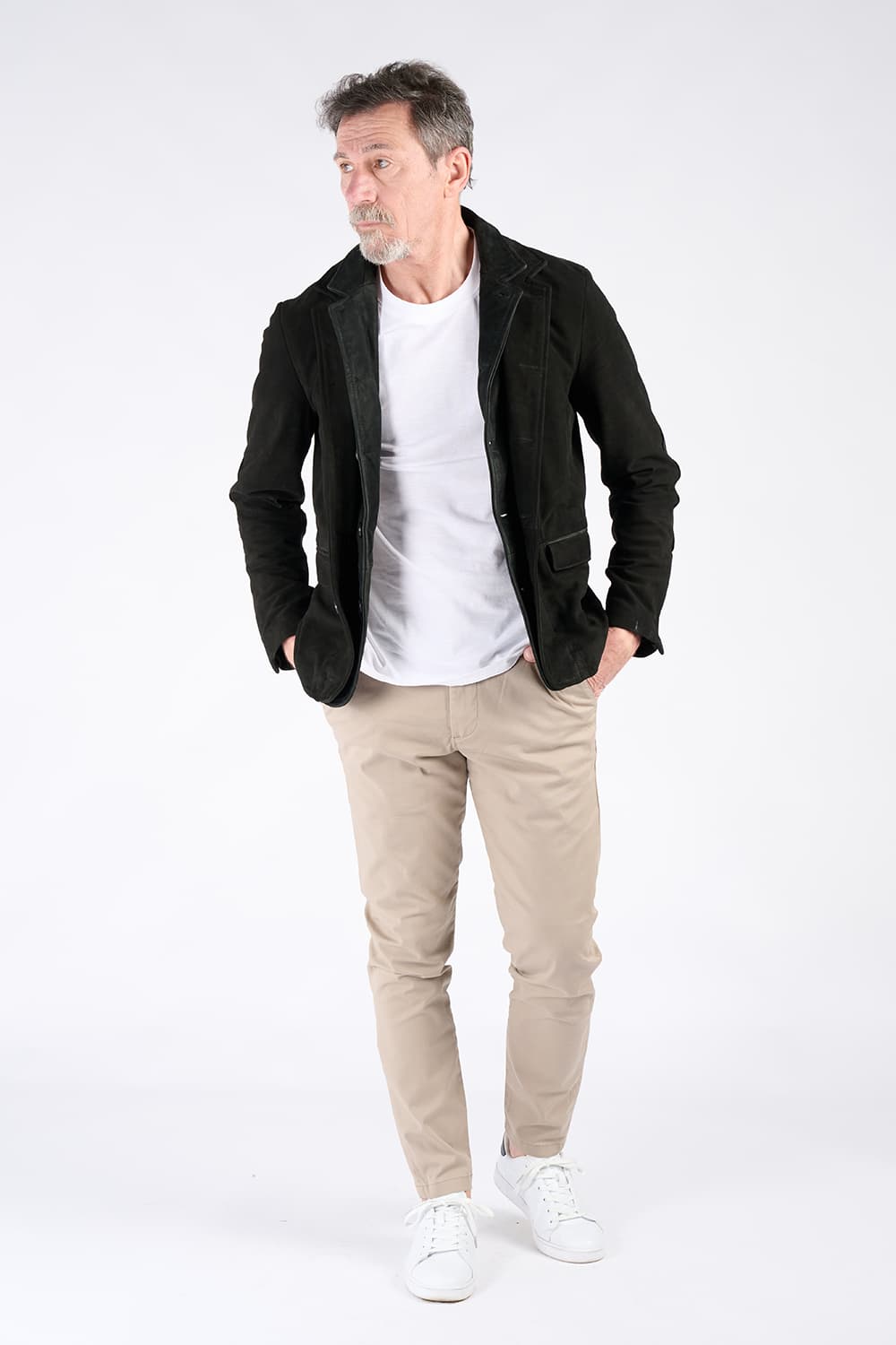 Giacca Renga nera 100% vera pelle Made in Italy - Barone Firenze