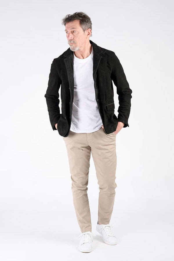 Giacca Renga nera 100% vera pelle Made in Italy - Barone Firenze