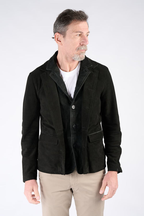 Giacca Renga nera 100% vera pelle Made in Italy - Barone Firenze