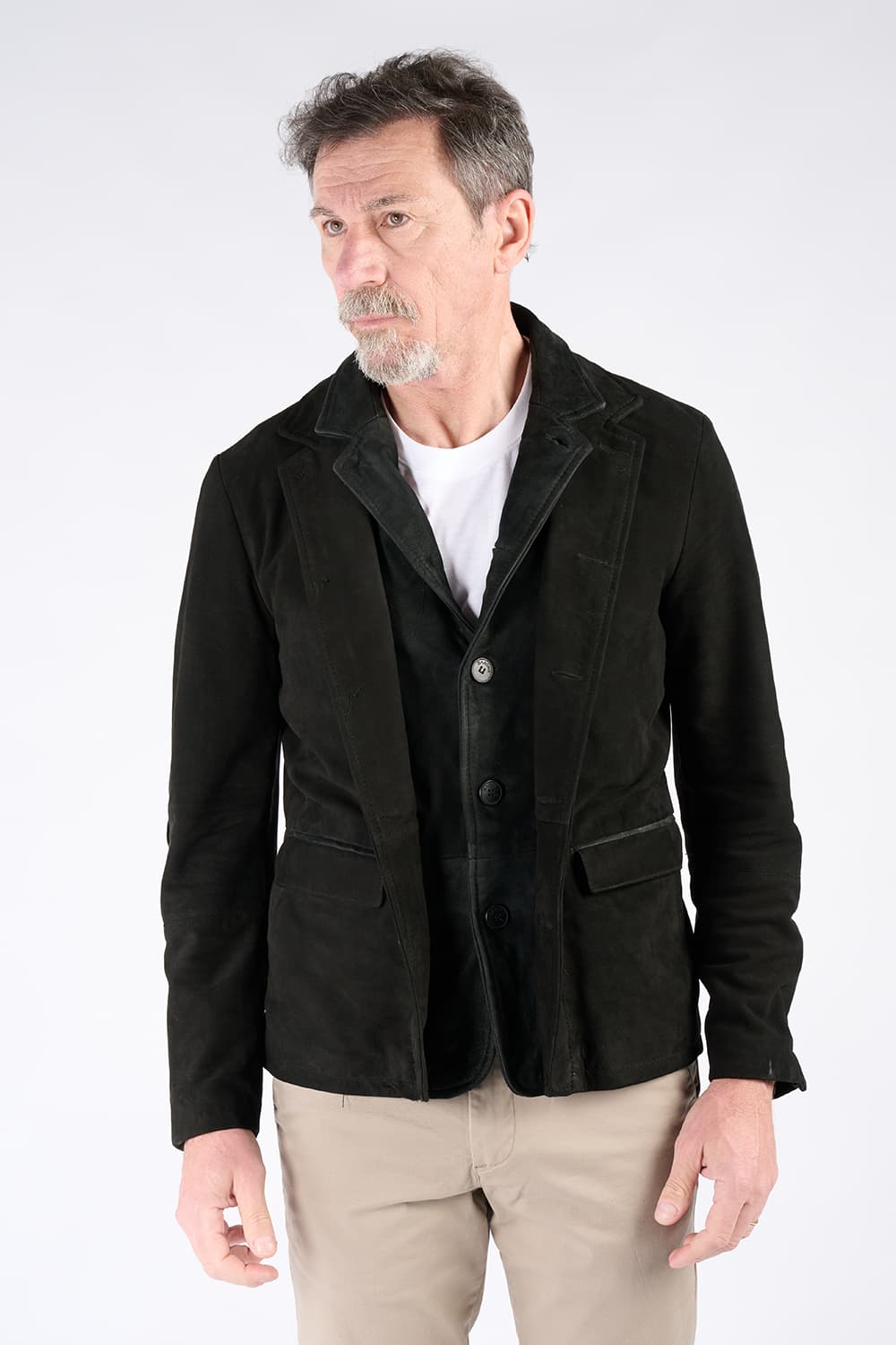 Giacca Renga nera 100% vera pelle Made in Italy - Barone Firenze