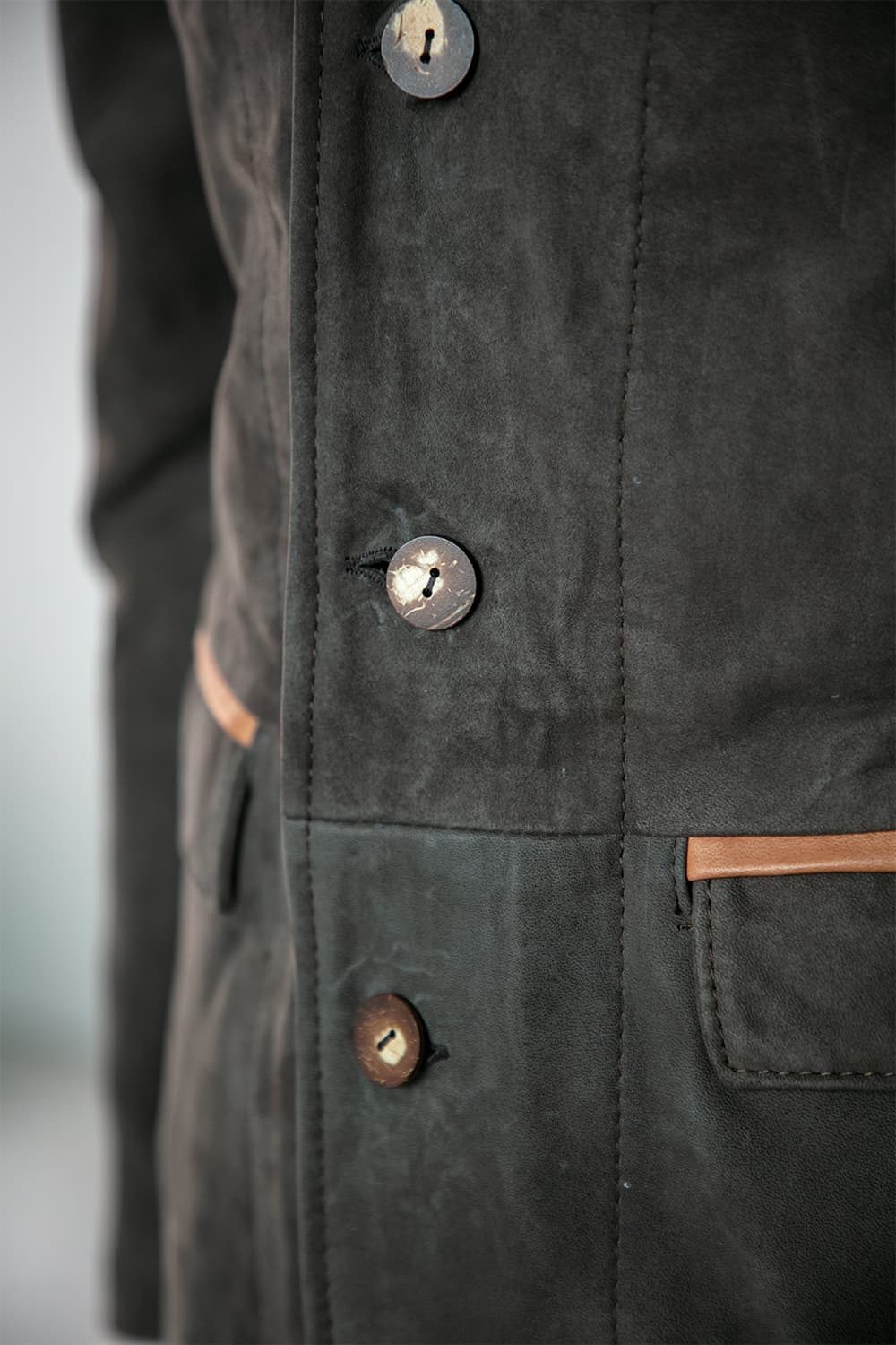 Renga Nabuk Bicolore giacca uomo 100% vera pelle Made in Italy - Barone Firenze