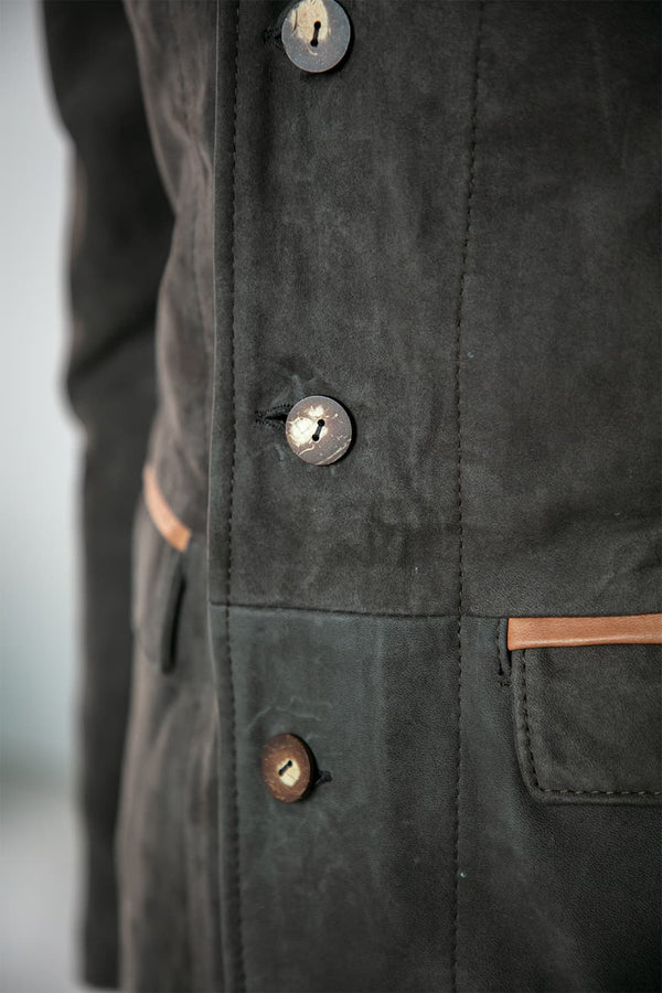 Renga Nabuk Bicolore giacca uomo 100% vera pelle Made in Italy - Barone Firenze