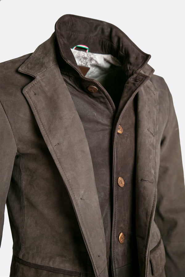 Renga Nabuk tdm giacca uomo 100% vera pelle Made in Italy - Barone Firenze