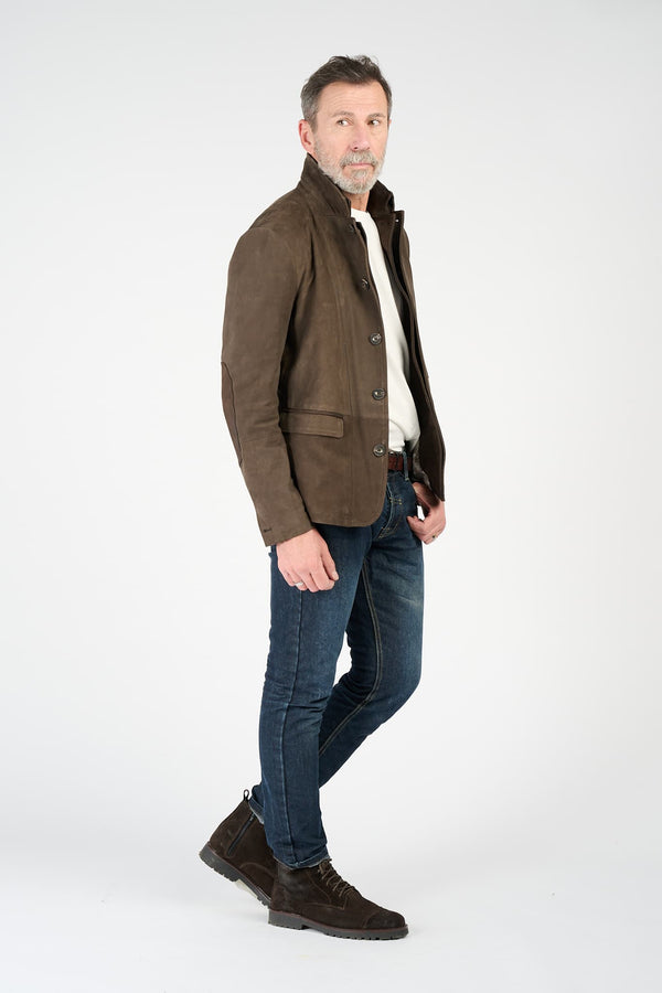 Renga Nabuk tdm giacca uomo 100% vera pelle Made in Italy - Barone Firenze