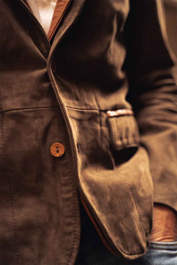 Renga Nabuk Bicolore giacca uomo 100% vera pelle Made in Italy - Barone Firenze