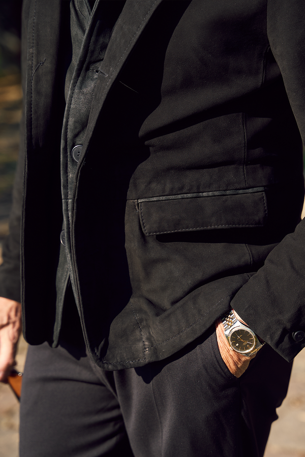 Giacca Renga nera 100% vera pelle Made in Italy - Barone Firenze