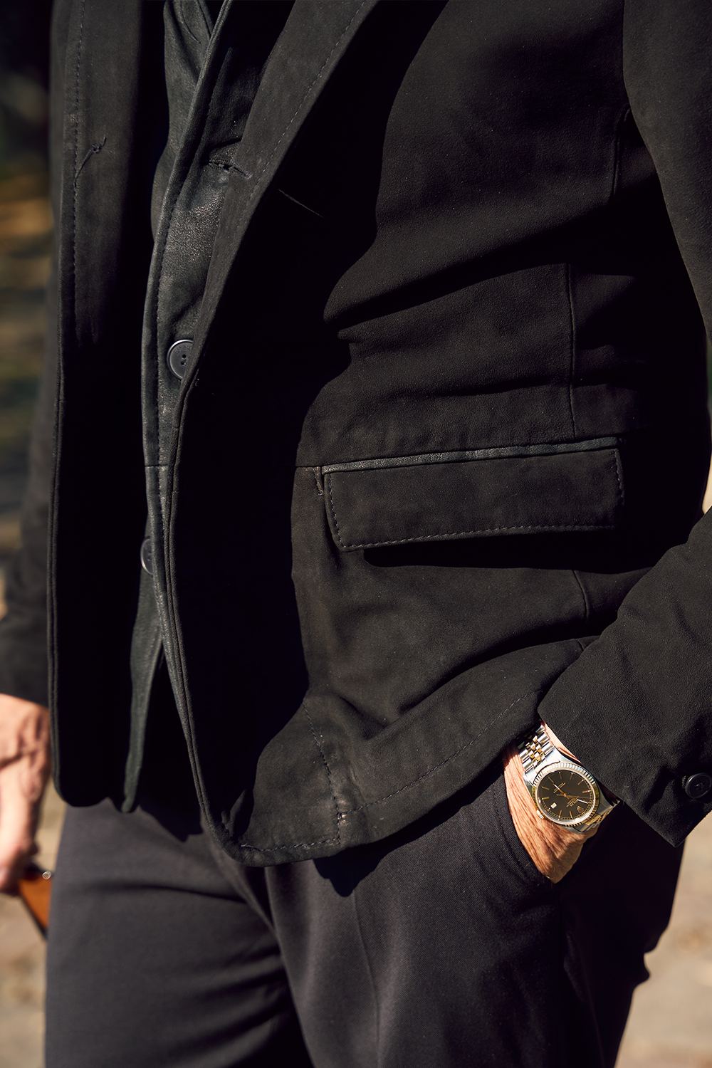 Giacca Renga nera 100% vera pelle Made in Italy - Barone Firenze