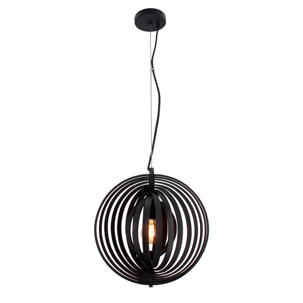 De zwarte Ring hanglamp aan een lange kabel creëert een stoere, industriële sfeer in iedere ruimte.