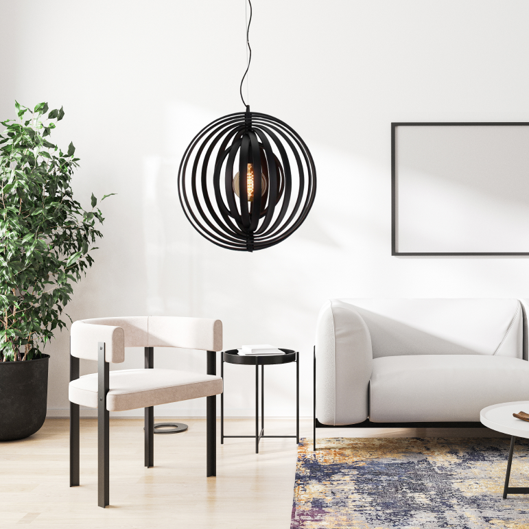 De zwarte ring hanglamp van Chericoni geeft een industriële uitstraling aan jouw interieur.