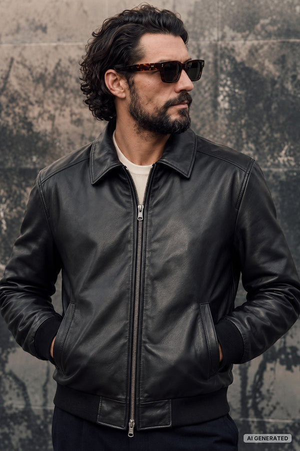 Romeo Bomber uomo 100% vera pelle Made in Italy - Barone Firenze · | AI generated