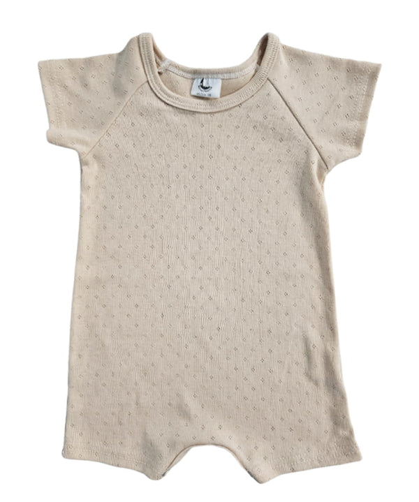 Breathable Short Sleeve Romper - Beige