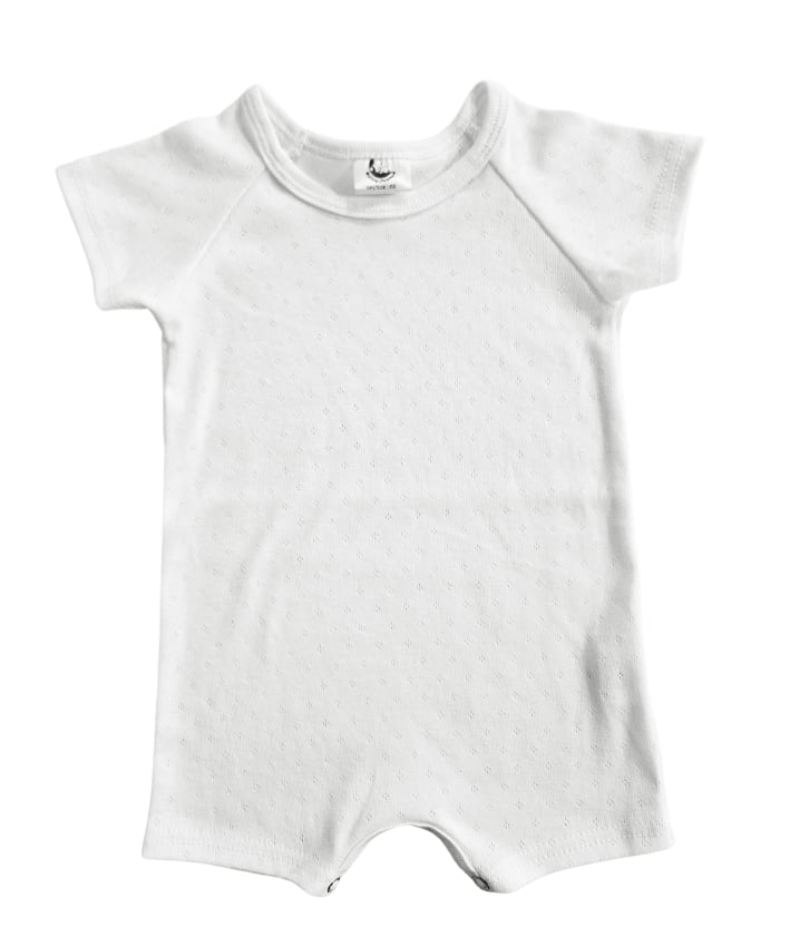 Breathable Short Sleeve Romper - White