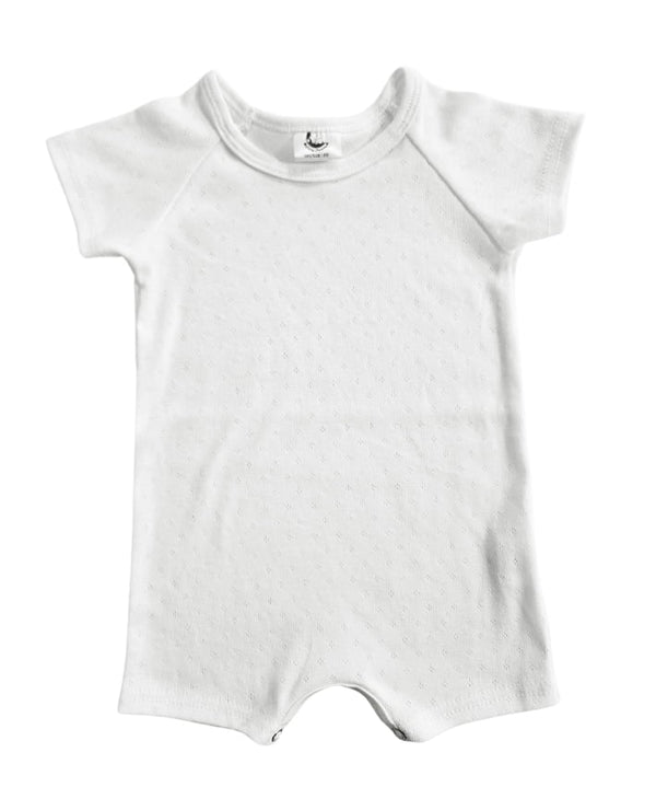 Breathable Short Sleeve Romper - White