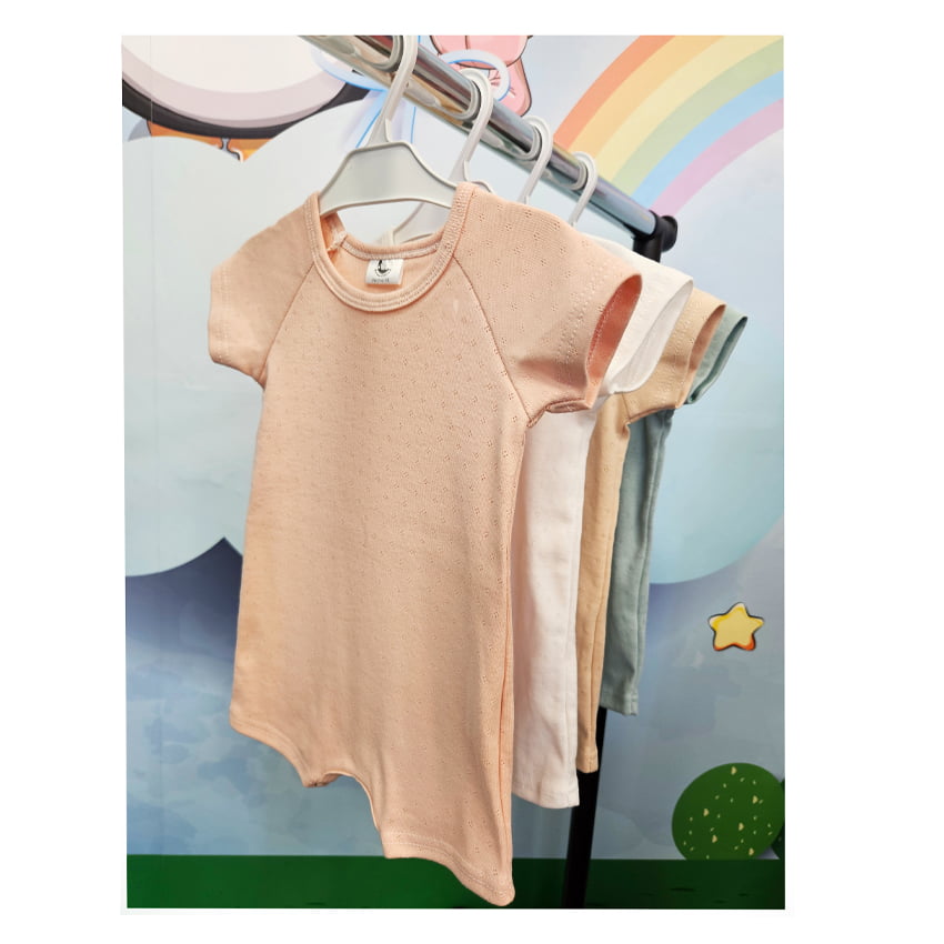 Breathable Short Sleeve Romper - Pink